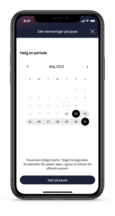 Sæt reserveringer på pause