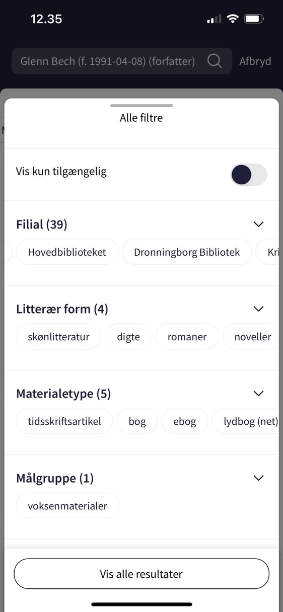 Materialesøgning i Assist